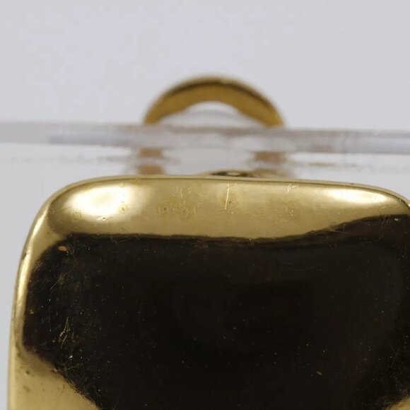 CHANEL COCO Mark Heart Earring Clover vintage Brown Plated Gold/plastic he... - Picture 8 of 15